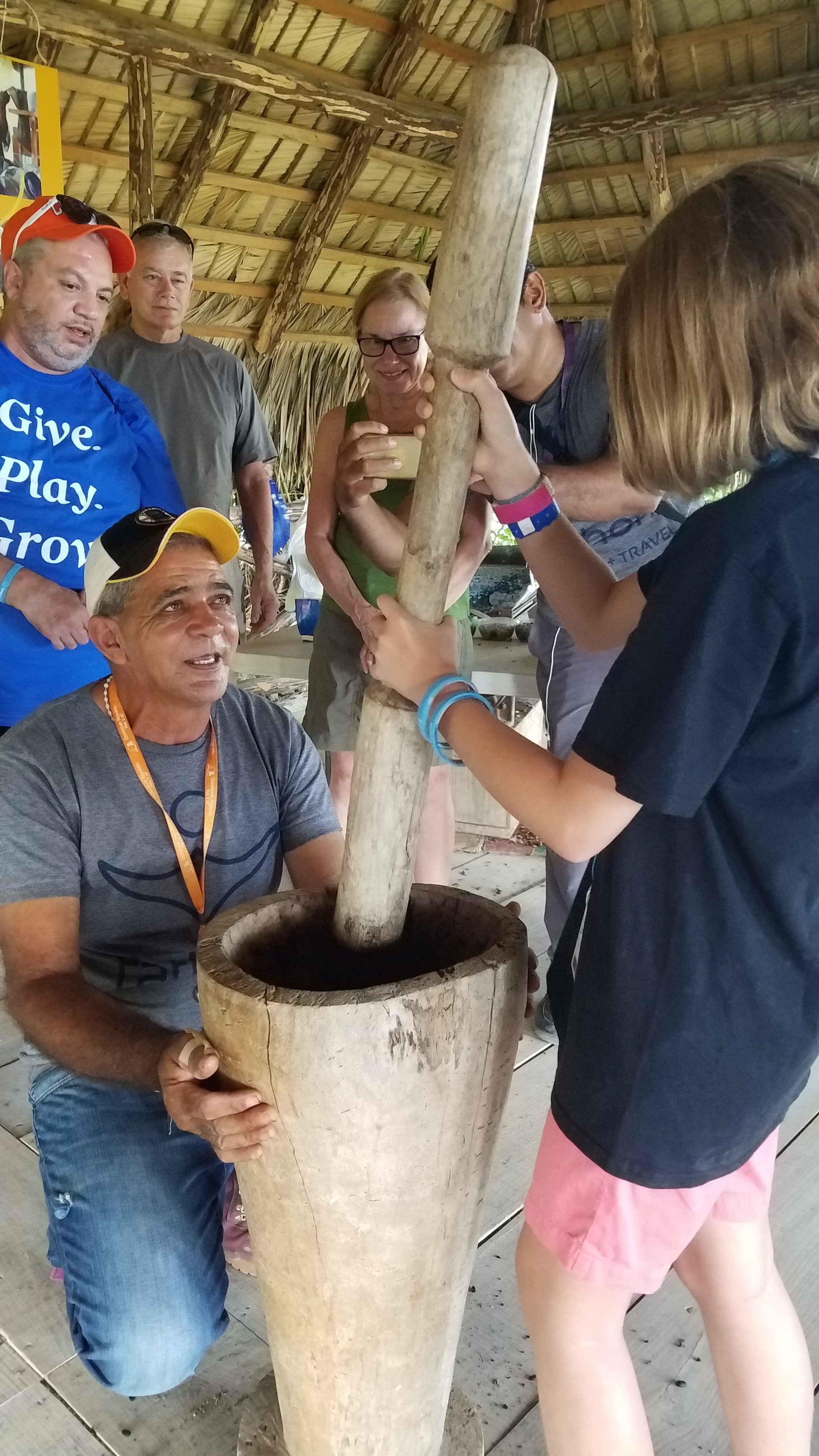 Grinding the fresh roasted coffee beans 